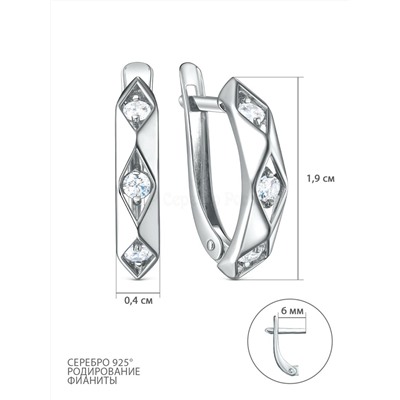 Серьги из серебра с фианитами родированные 421-10-752р