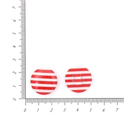 Пуговицы в полоску 20мм на ножке LO27-32 12шт (красный/белый)