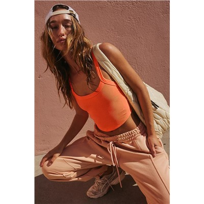 Grapefruit Orange Athletic Ribbed Cropped Cami Top