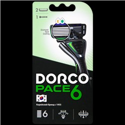 Станок для бритья DORCO PACE-6 (+ 2 кассеты), система с 6 лезвиями, SXA1002