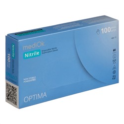 Mediok Перчатки нитриловые смотровые одноразовые неопудренные / Nitrile Optima, размер M, голубой, 50 пар (100 штук)