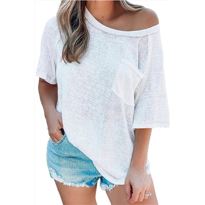 White Exposed Seam Detail Loose T-shirt