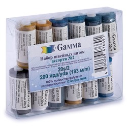 Нитки Полиэстер 20s/2 GAMMA/Micron 183м 12шт ассорти №2