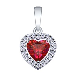 Подвеска из серебра с бесцветными и красным Swarovski Zirconia, 89030039