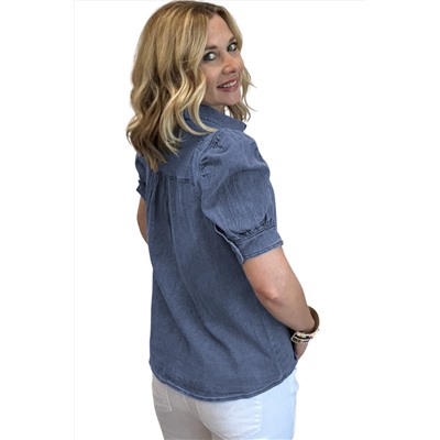 Ashleigh Blue Bubble Sleeve Button up Denim Shirt