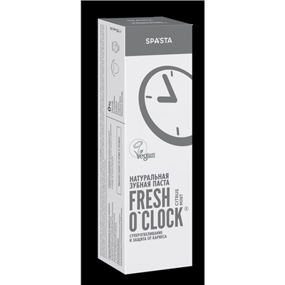 Натуральная зубная паста FRESH O'CLOCK  Суперотбеливание и защита от кариеса, 90 мл