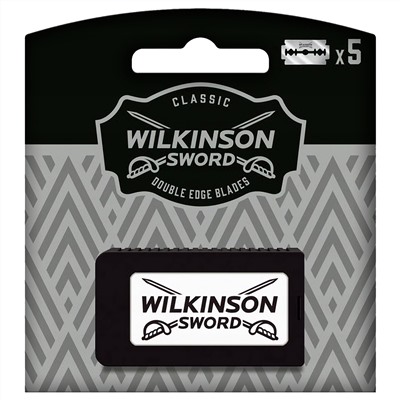 Лезвия для бритья классические двусторонние Wilkinson Sword Classic Premium 5шт. (1X5шт. =5 лезвий) на блистере (Pillar Box.)