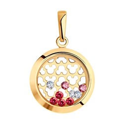 Подвеска из золота с минеральным стеклом, фианитами Swarovski и фианитами, 036052