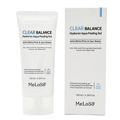 MeLoSo Пилинг-гель для лица с AHA/BHA/PHA кислотами и морской водой / Clear Balance Hyaluron Aqua Peeling Gel, 130 мл