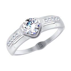 Кольцо из белого золота со Swarovski Zirconia, 81010417