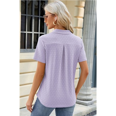 Orchid Petal Eyelet Textured Polo Shirt