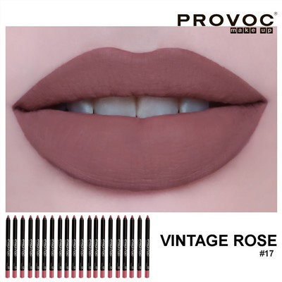 Provoc Гелевый карандаш-подводка для губ водостойкий / Semi Permanent Gel Eye Liner Filler №17 Vintage Rose, коричнево-малиновый