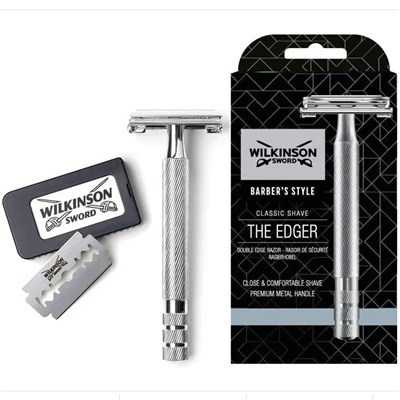 Станок для бритья Классический Т-образный Wilkinson Sword/ Schick Classic Double Edge Premium(+ 5 двусторонних лезвия, Pillar Box)