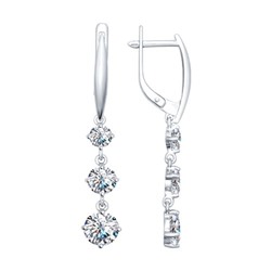 Серьги длинные из серебра со Swarovski Zirconia, 89020037