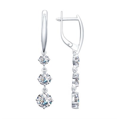 Серьги длинные из серебра со Swarovski Zirconia, 89020037