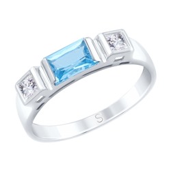 Кольцо из белого золота с топазом и Swarovski Zirconia, 715094