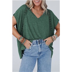 Blackish Green Crochet Lace Detail Oversized Tee