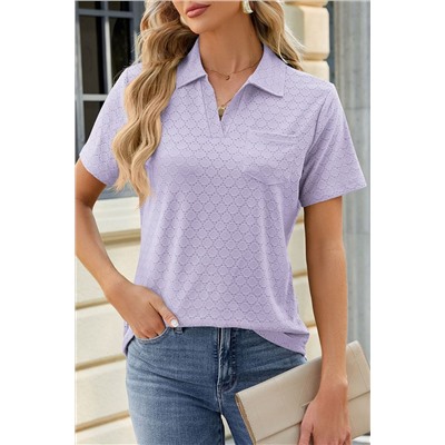 Orchid Petal Eyelet Textured Polo Shirt