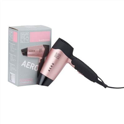 Dewal Beauty Фен для волос дорожный / Aero Rose HD1002-Rose, 1400 Вт, чёрно-розовый