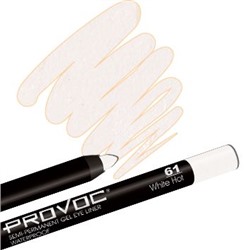 Provoc Гелевый карандаш-подводка для глаз водостойкий / Semi Permanent Gel Eye Liner №61 White Hot, белый матовый