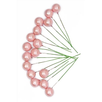 Ягодка на веточке 12мм 100шт SF-021 розовый перламутр 708-108