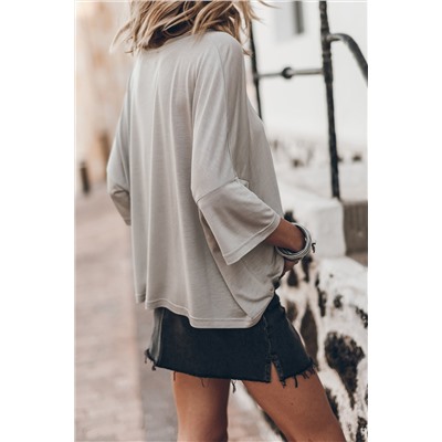 Gray Oversized Flowy Dropped Shoulder T-shirt