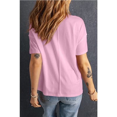 Pink Star Patchwork Loose T-shirt