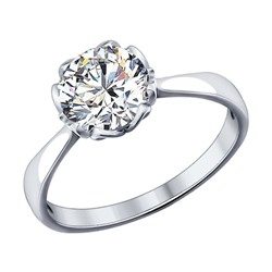 Кольцо из серебра с swarovski zirconia, 89010034