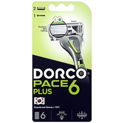 Станок для бритья DORCO PACE-6 PLUS (+ 2 кассеты), система с 6 лезвиями и лезвием-триммером, SXA5002