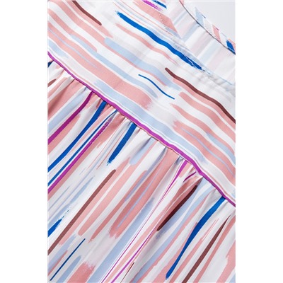 White Multicolor Striped Splash Half Sleeve Blouse