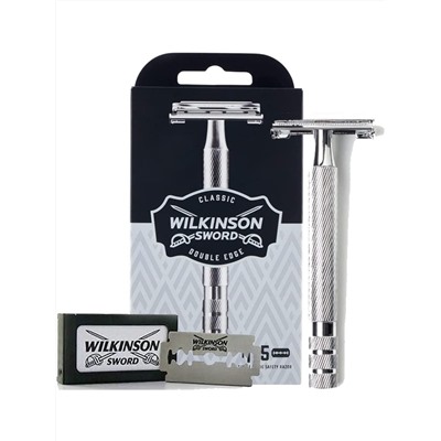 Станок для бритья Классический Т-образный Wilkinson Sword/ Schick Classic Double Edge Premium(+ 5 двусторонних лезвия, Pillar Box)