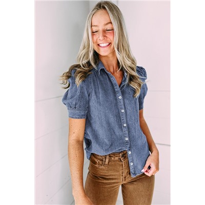 Ashleigh Blue Bubble Sleeve Button up Denim Shirt