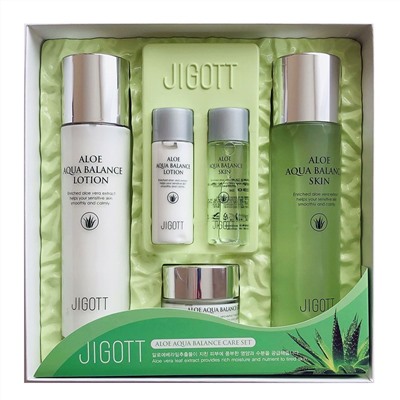 Jigott Набор для лица с экстрактом алоэ / Aloe Aqua Balance Skin Care 3 Set, 150 мл*2, 50 мл, 30 мл*2