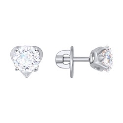 Серьги-пусеты из белого золота со Swarovski Zirconia, 81020249