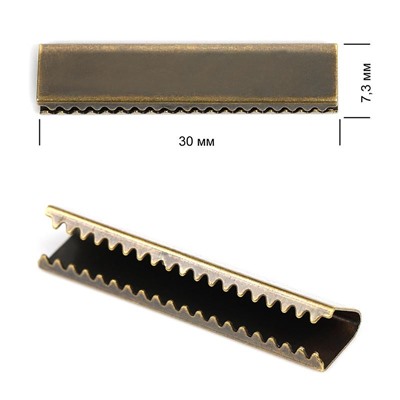 Наконечник-зажим для стропы металл TBY.1742 30х7.3мм 10шт бронза