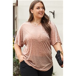 Khaki Leopard Print Plus Size T-shirt