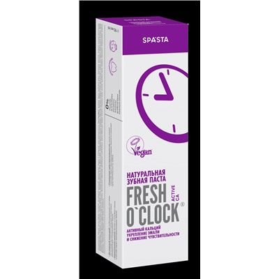 Натуральная зубная паста FRESH O'CLOCK Активный кальций. Укрепление эмали и снижение чувствительности, 90 мл