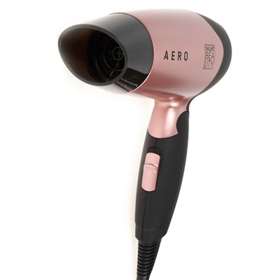 Dewal Beauty Фен для волос дорожный / Aero Rose HD1002-Rose, 1400 Вт, чёрно-розовый