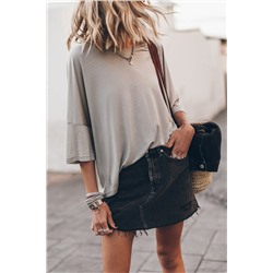 Gray Oversized Flowy Dropped Shoulder T-shirt